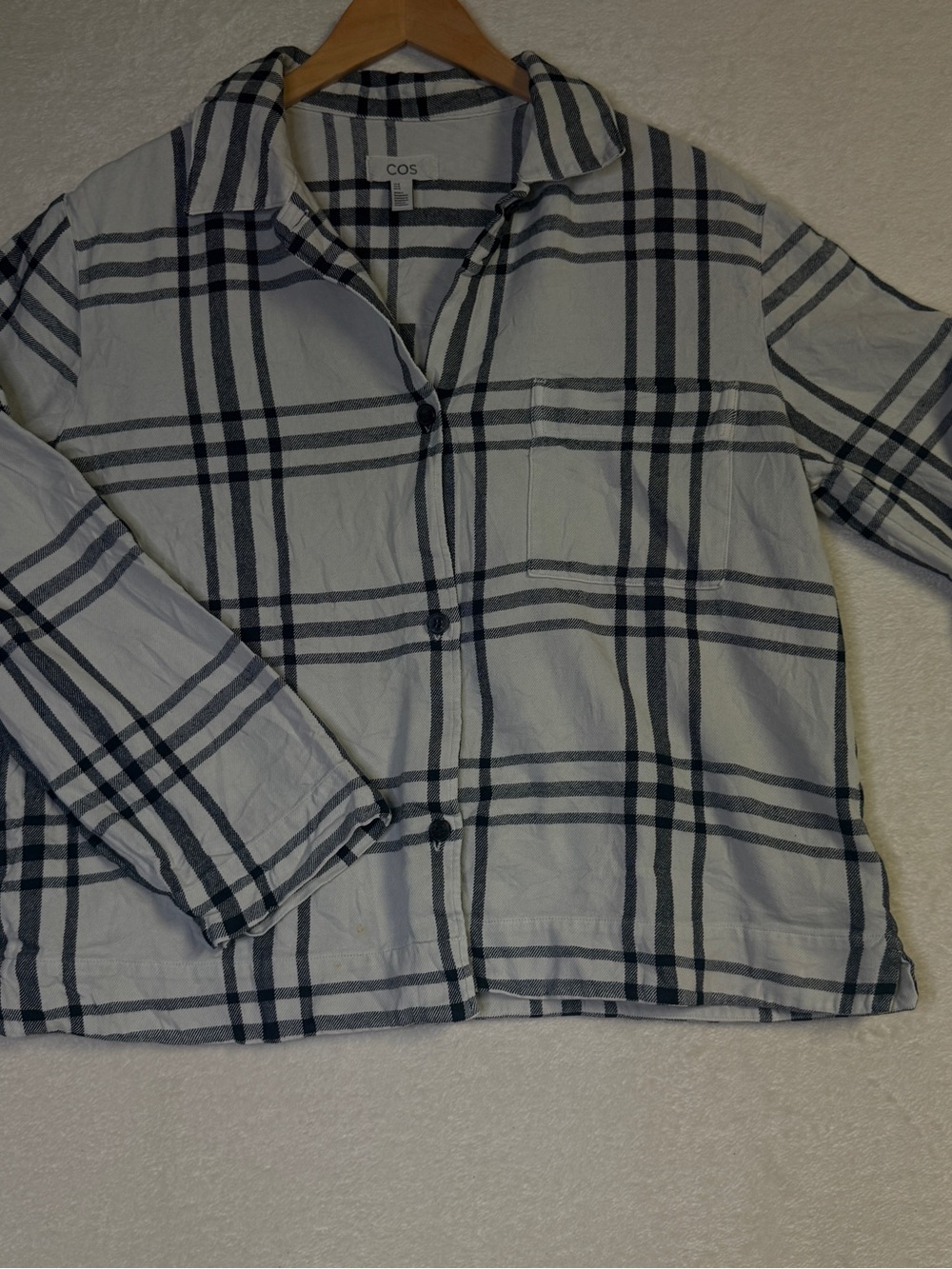COS White and Black Plaid Casual Button-Down Shirt